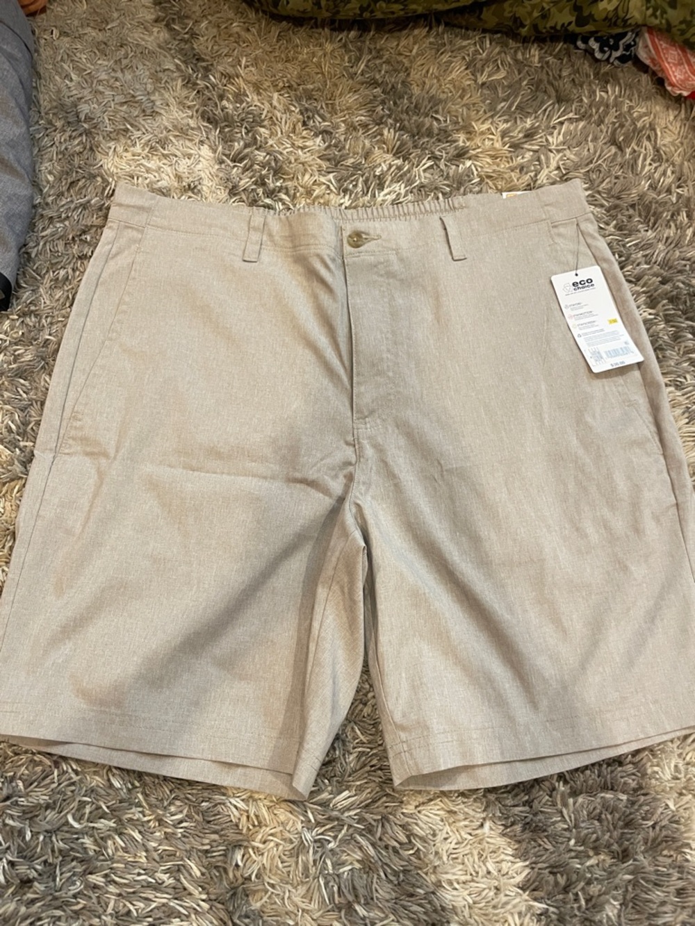 Men's Classic Flat Front Beige Shorts